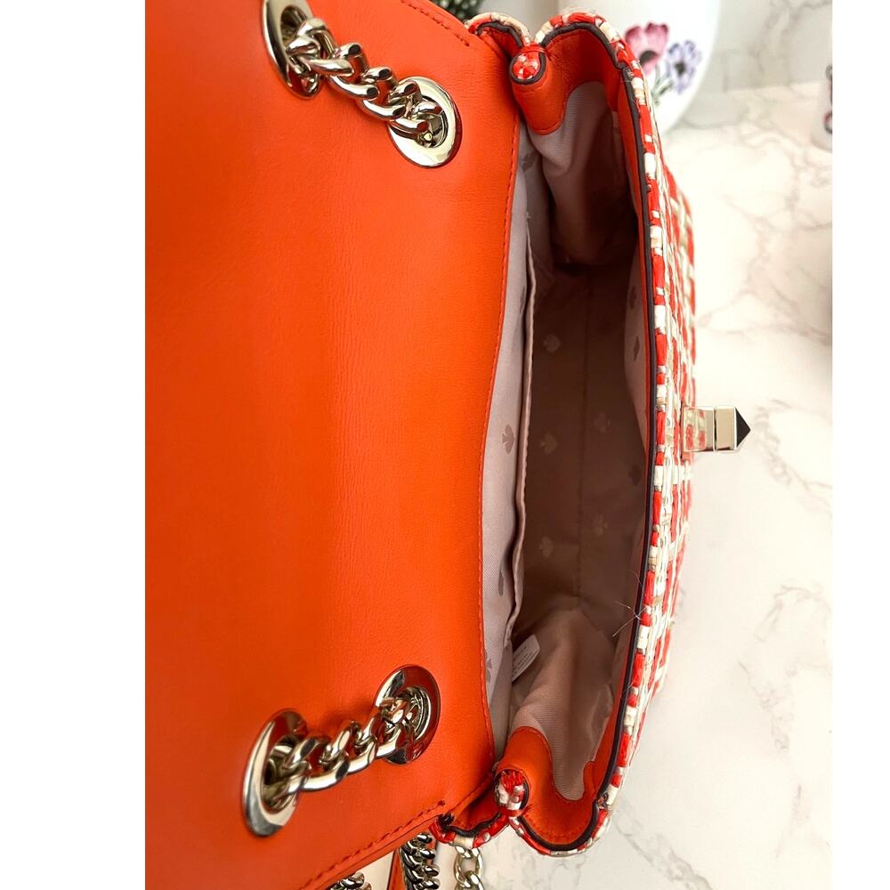 Kate Spade Small Flap Natalie Straw Leather Coral Shoulder Crossbody NWOT - Picture 10 of 10